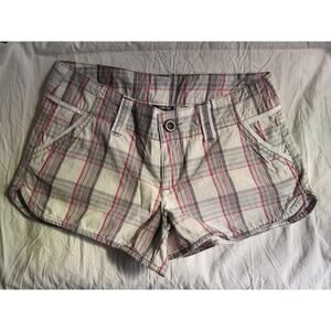 NEW Vanity White Pink Gray Shorty Shorts size 3 Mini Board Plaid CUTE!! Summer!